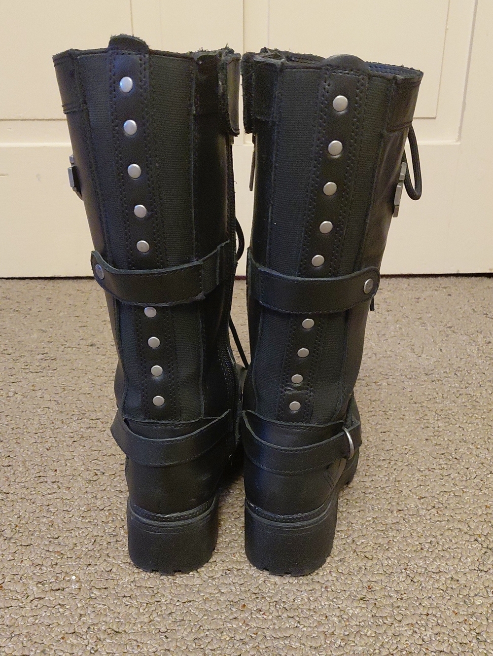 HARLEY DAVIDSON Knee High Black Leather Boots Size 5.5 - Picture 5 of 14